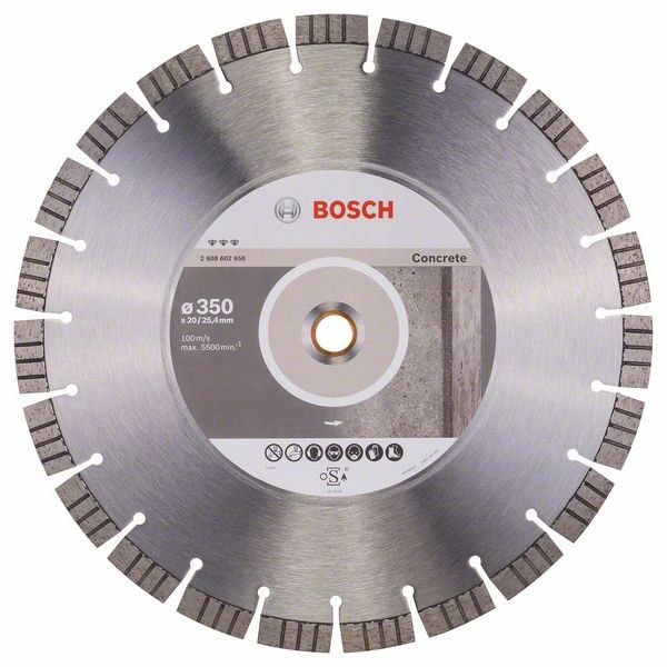 Bosch Diamanttrennscheibe Best, 350 x 20,00/25,40 x 3,2 x 15 mm 2608602658