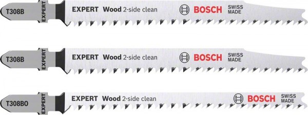 Bosch EXPERT ‘Wood 2-side clean‘ Stichsägeblatt-Set, 3-tlg., T308B/BO.2608900559