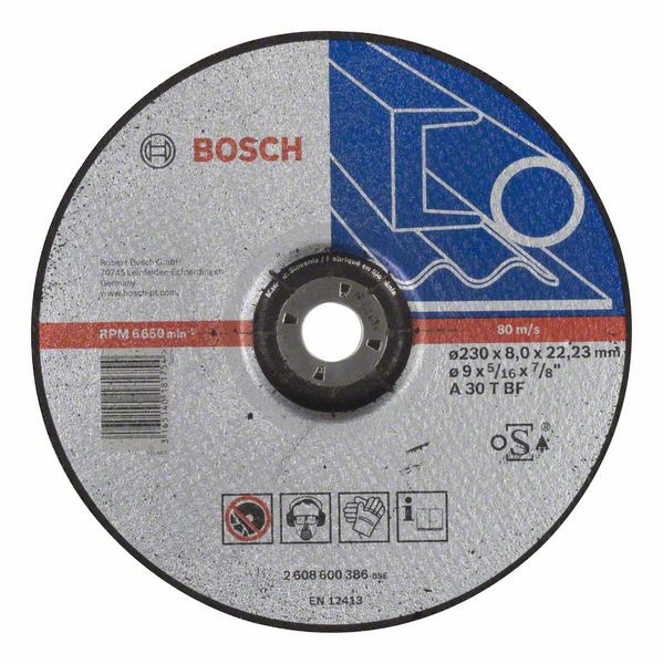 Bosch Schruppscheibe gekröpft A 30 T BF, 230 mm, 22,23 mm, 8 mm 2608600386