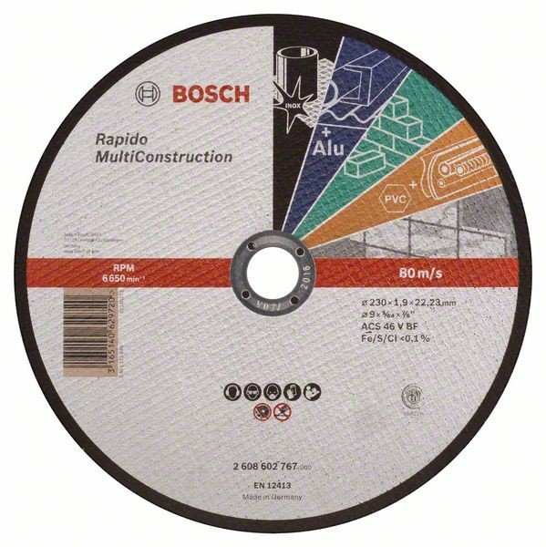 Bosch Trennscheibe gerade Rapido Multi ACS 46 V BF, 230 mm, 1,9 mm 2608602767