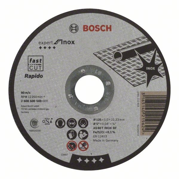 Bosch Trennscheibe gerade Rapido AS 60 T INOX BF, 125 mm, 1,0 mm 2608600549