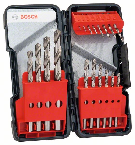 Bosch 18-tlg. Metallbohrer-Set, Toughbox, HSS-G, DIN 338,135°,1–10 mm 2607019578