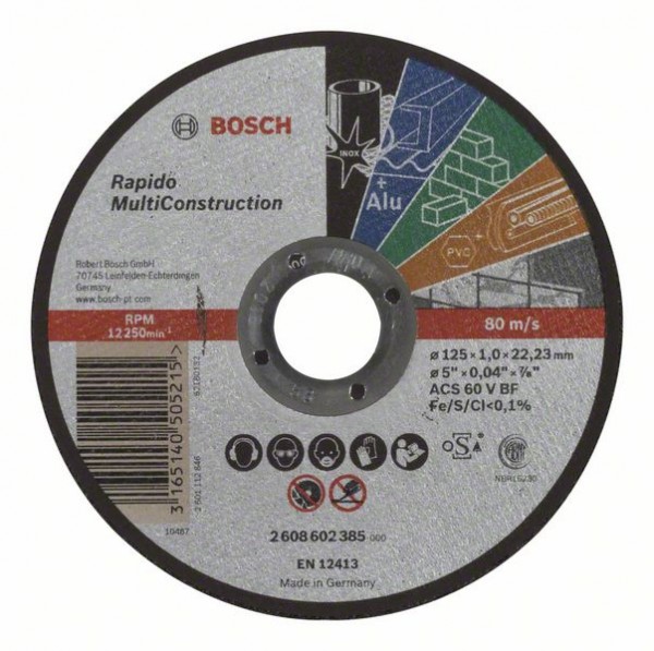 Bosch Trennscheibe gerade Rapido Multi ACS 60 V BF, 125 mm, 1,0 mm 2608602385