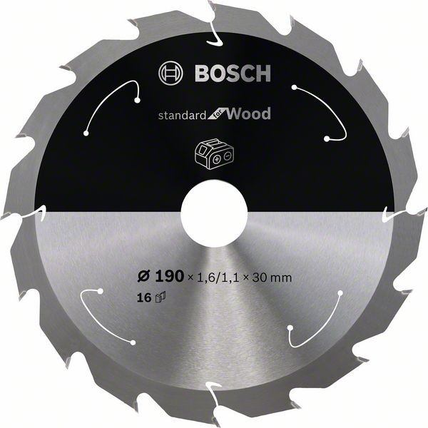 Bosch Akku-Kreissägeblatt Standard Wood, 190 x 1,6/1,1 x 30, 16 Zähne 2608837706