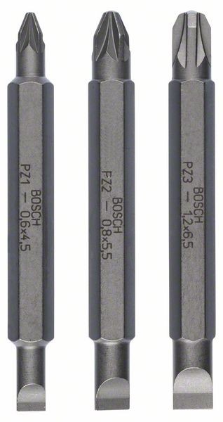 Bosch Doppelklingenbit-Set, S0,6x4,5, PZ1, S0,8x5,5,PZ2,S1,2x6,5, PZ3,2607001747