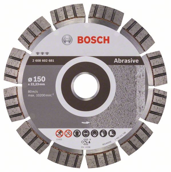 Bosch Diamanttrennscheibe Best for Abrasive, 150 x22,23 x 2,4 x 12 mm 2608602681