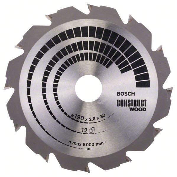 Bosch Kreissägeblatt Construct Wood, 190 x 30 x 2,6 mm, 12 2608640633