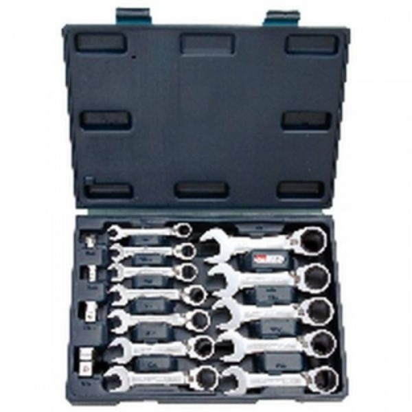 KS Tools GEAR+ Ringmaulschluessel-Satz,kurz,16-tlg.8-19mm,m.Adapter, 503.4653