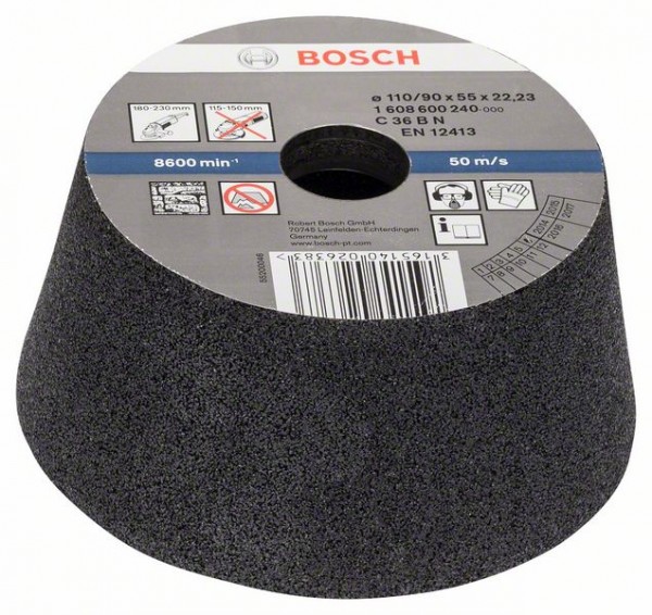 Bosch Schleiftopf, konisch-Stein/Beton 90 mm, 110 mm, 55 mm, K 30 1608600240