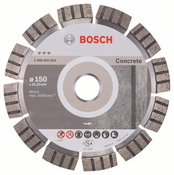 Bosch Diamanttrennscheibe Best for Concrete, 150 x22,23 x 2,4 x 12 mm 2608602653