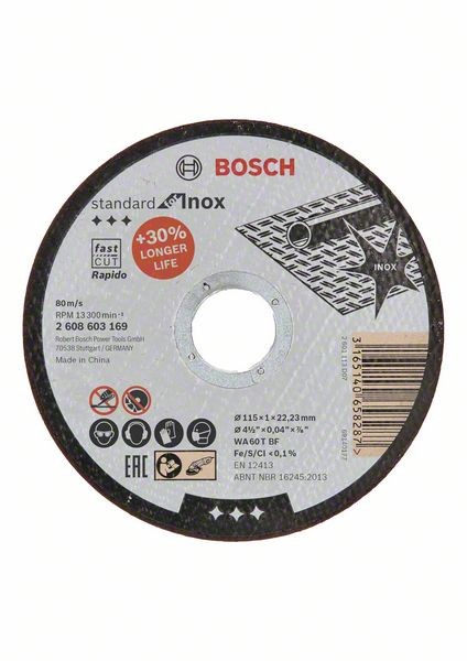 Bosch Trennscheibe gerade Standard -Rapido WA 60 T BF, 115 mm, 1,0 mm 2608603169