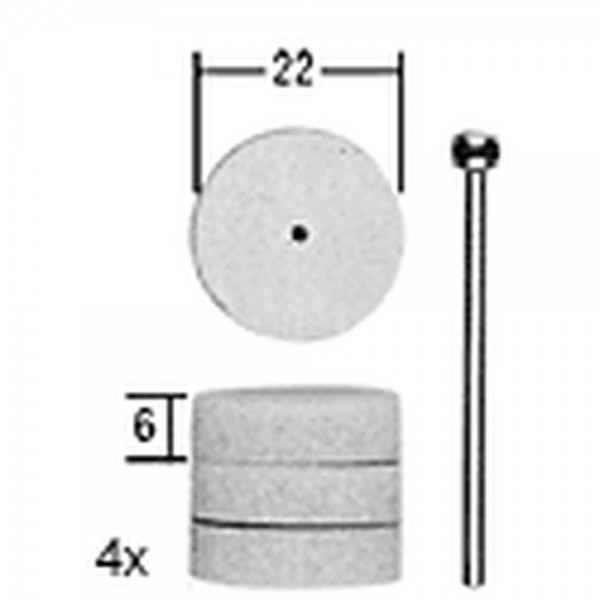 Proxxon Spezial-Polierscheiben, 22 mm, 4 Stück mit Träger, 28296