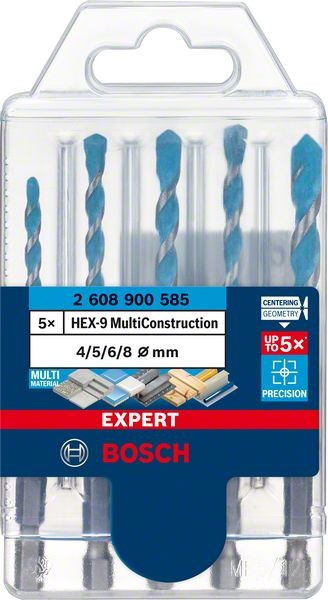 Bosch EXPERT HEX-9 MultiConstruction Bohrer-Set, 4/5/6/6/8 mm, 5-tlg. 2608900585