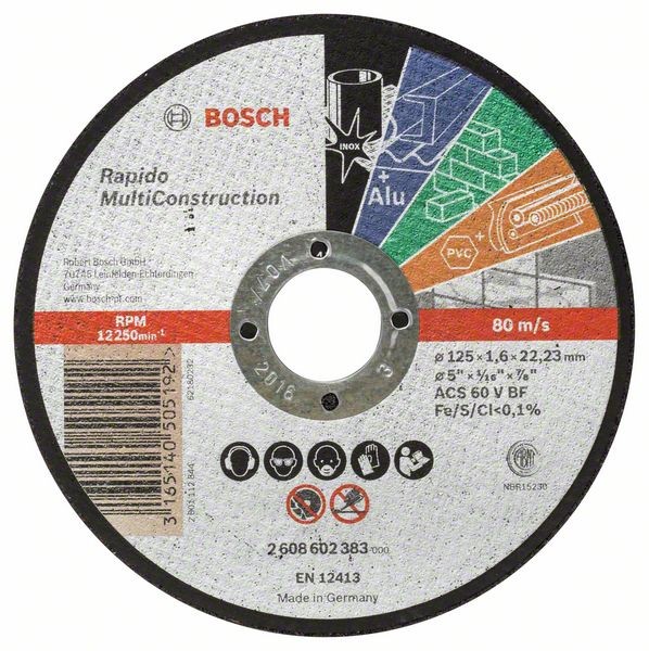 Bosch Trennscheibe gerade Rapido Multi ACS 46 V BF, 125 mm, 1,6 mm 2608602383