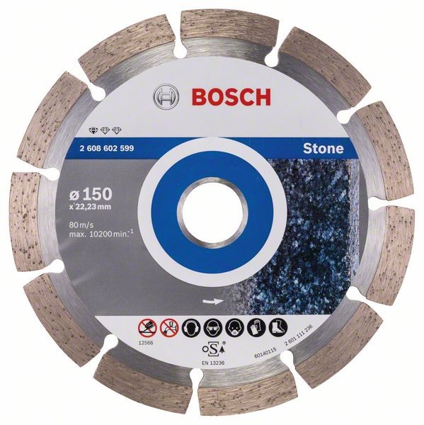 Bosch Diamanttrennscheibe Standard for Stone, 150 x 22,23 x 2 x 10 mm 2608602599