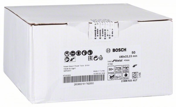 Bosch Fiberschleifscheibe R780 Best for Metal, 180 x 22,23 mm, 50 2608621617