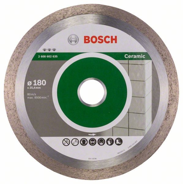 Bosch Diamanttrennscheibe Best for Ceramic, 180 x 25,40 x 2,2 x 10 mm 2608602635