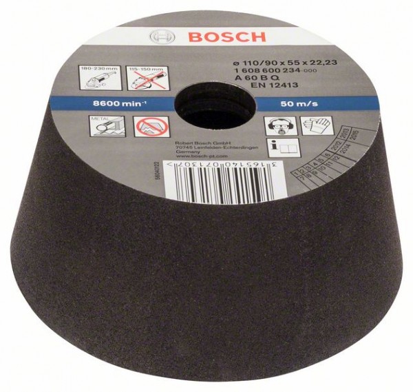 Bosch Schleiftopf, konisch-Metall/Guss 90 mm, 110 mm, 55 mm, K 60 1608600234