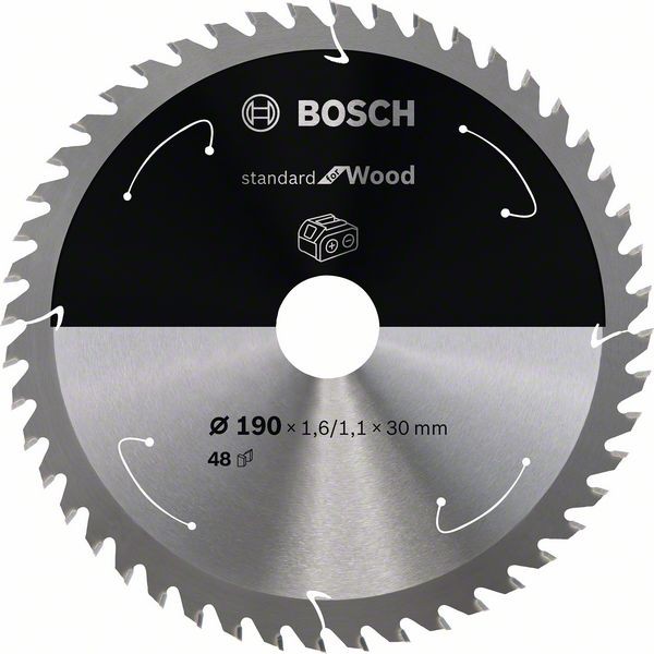 Bosch Akku-Kreissägeblatt Standard Wood, 190 x 1,6/1,1 x 30, 48 Zähne 2608837710