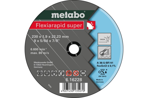 Metabo Flexiarapid super 230x1,9x22,23 Inox, 616228000