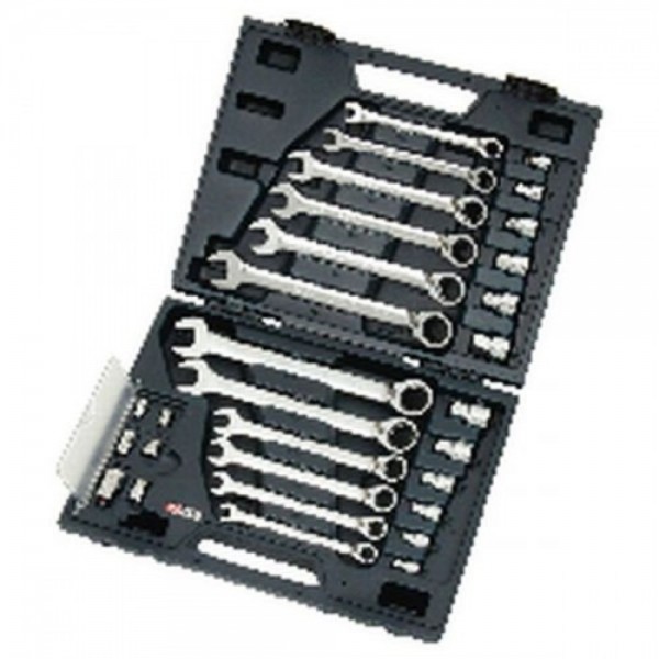 KS Tools GEAR+ RINGSTOP-Ringmaulschluessel-Satz,r/l,30-tlg.8-19mm,m.Adapter, 503.4960